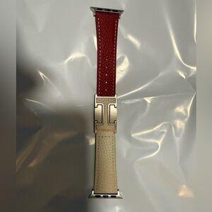 Custom Hermes Tan and Cherry Color Leather apple
Watch Strap